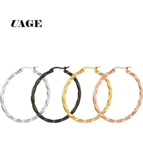 UAGE Hot Cheap Wild Exaggerated large Earrings Stainless Titanium Steel Round Buckle Hoop Earrings for Women Jewelry Gift