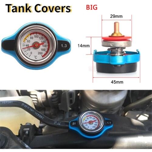 1 Pair Racing Big Size Thermost Radiator Cap Cover Water Temp Gauge 0.9 1.1 1.3 BAR Cover(Big head) Fit For Car Motorcycle