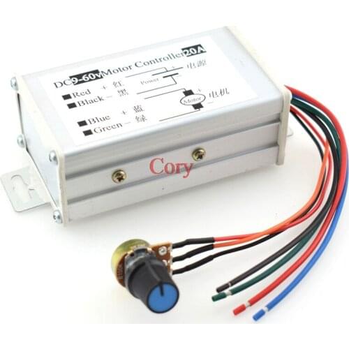 1PC 20A DC 9-60V motor Controller variable speed/reverse switch pulse width motor speed PWM 1200W 25KHZ