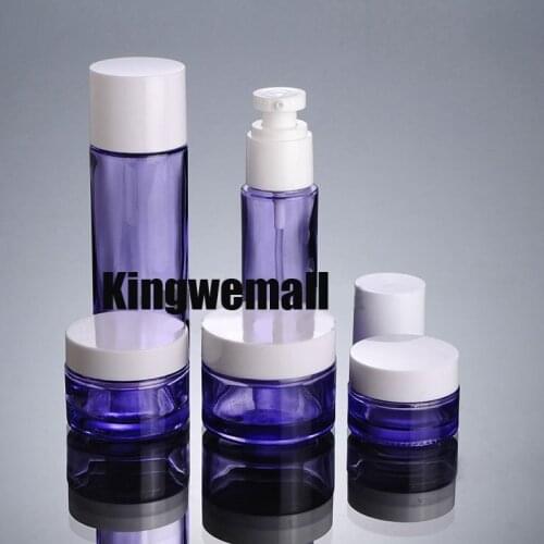 10set/lot, New Glass Empty Travel Cosmetic Cream Jar Lotion Bottle kit purple color EFP
