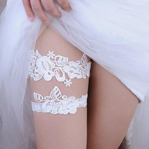 100% Handmade Sexy Wedding Garters Lace Embroidery Floral Sexy Garters for Women/Bride Thigh Ring Bridal Leg Garter 2pcs/Set