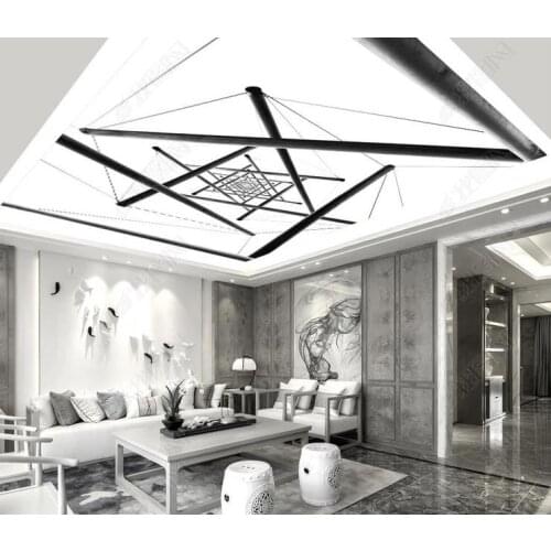 1816 3D Abstract White and Black Scratch Printing stretch ceiling film for workshop ceiling decoration