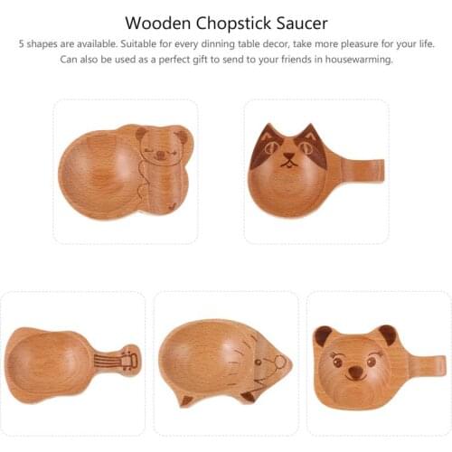 2pcs Wooden Saucer Sauce Dish Plate Chopstick Rest Holder Japanese Style Spoon Rack Vinegar Taste Board Snack Tray