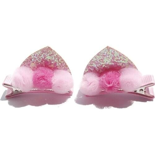2 Pcs/ set Hairpin cute childrens hair accessories cat ears hairpin side clip holiday gift for girl