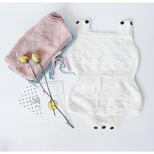 2020 Cute Baby Girls Jumpsuits Infant Baby Toddler Overalls Solid Bodysuit Princess Kids Clothes Knit Baby Body Body Clothes