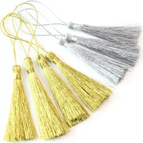 30pcs/lot 60mm Gold Silver Silk Mixed Cotton Charm Tassels Pendant for Women Earrings Men Keychain DIY Jewelry Findings