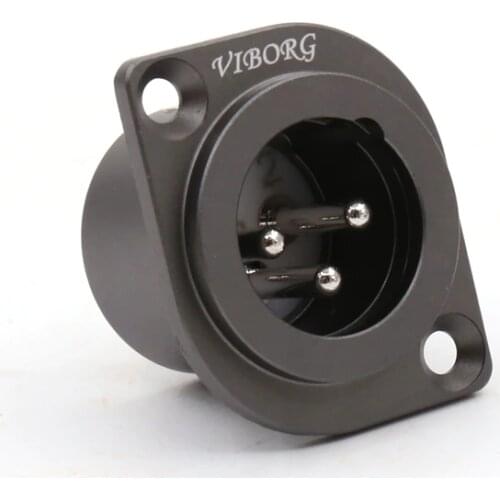 Viborg 4pcs AMP Microphone Rhodium Plated pure Copper PTFE Insula 3 PIN male XLR Socket MIC Connector