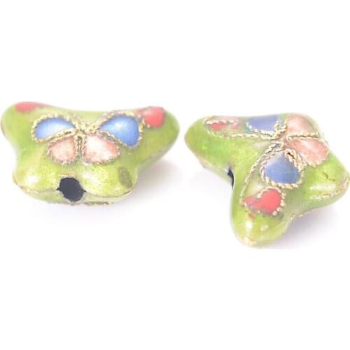 5 Pcs Handmade Brass Butterfly Cloisonne Spacer Beads For Diy Beading Jewelry Making And Decoration Design Finding Assessories
