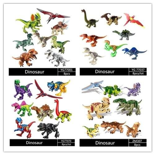 80pcs/lot Jurassiic Park World Dinosaur Building Block bricks Pterosauria Triceratops Indomirus T-Rex YG77001/YG77021