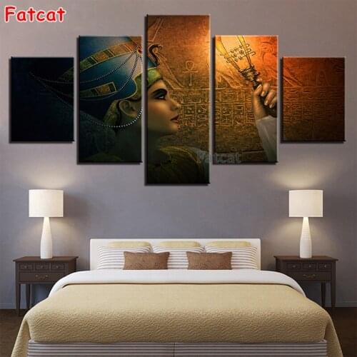 Diamond embroidery Vintage art, queen of egypt,religion full drill diamond painting 5d diy diamond mosaic home decor 5pcs PP2327