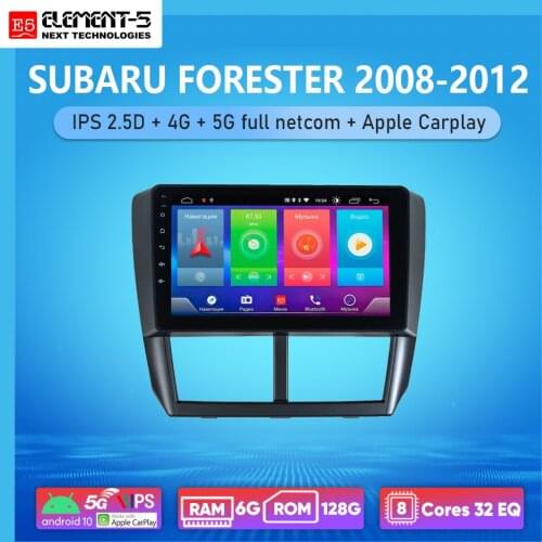 ELEMENT-5 9" 2G+32G Android 10 4G WIFI RDS DSP Car Radio For SUBARU FORESTER 2008-2012, Navigation GPS HiFi