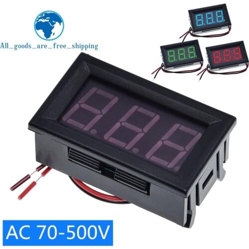AC 70-500V 0.56" LED Digital Voltmeter Voltage Meter Volt Instrument Tool 2 Wires Red Green Blue Display 110V 220V DIY 0.56 Inch