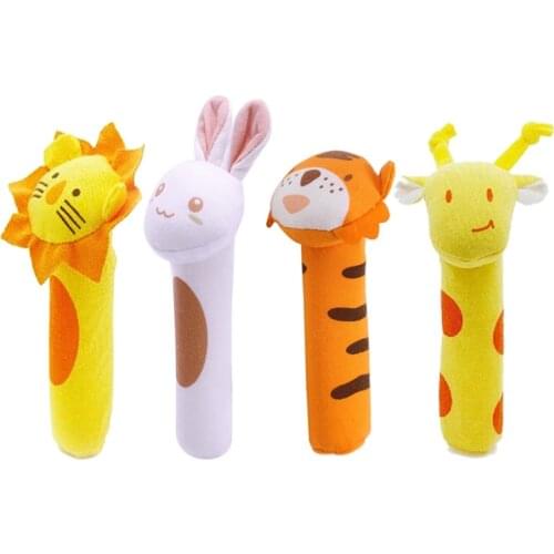 Kids Baby Funny Toys Cartoon Animal Hand Bells Plush Baby Toy Dolls Toys for Children Newbrons Animal Shaped Cartoon Rattle