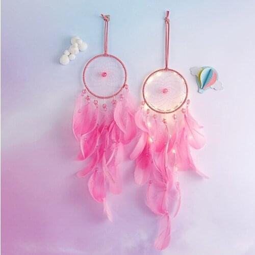 Fantastic LED Lights Feather Leds Light Pink Sweet Indoor Girl Wall Decoration Cute Long Pendant for Friend Gift Fashion Luces