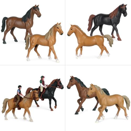 New Simulated Animal Horse Action Model Horseback Riding Race Hollow Animal Figurine Kids Educational Toys Boy Collects Gifts