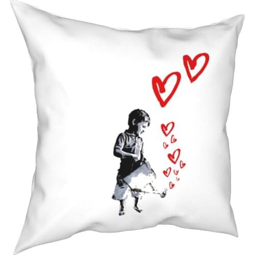 Banksy Fliegen Herzen Platz Kissen Abdeckungen Sitz Street Art Graffiti Farbe Kissen Abdeckung Kreativen Kissen 40*40cm