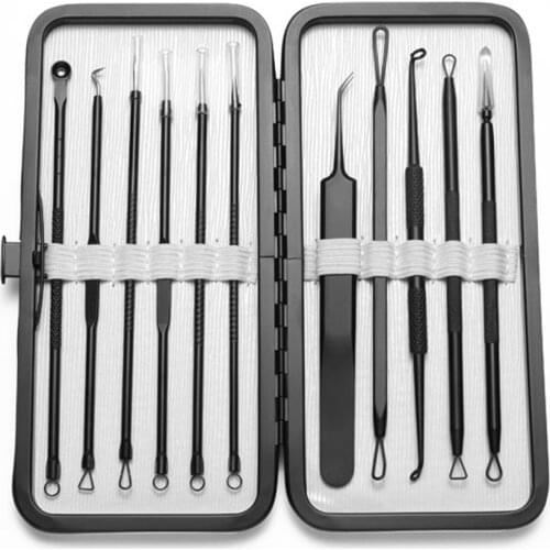 11PCS Stainless Steel Acne Squeeze Blackhead Remover Black Dots Pimple Removal Needles Eliminators Face Nose Pore Cleaner Tool