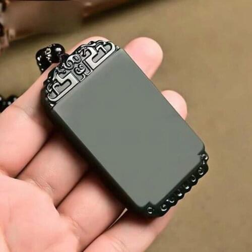 Fine Men Jewelry Natural Hetian Jade Pendant Necklace with Roap Chian Lucky Blessing Charm Gift