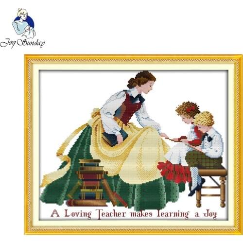 Joy sunday figure style A loving teacher makes learning a joy cross stitch stampes patterns modern embroidery painting by hand