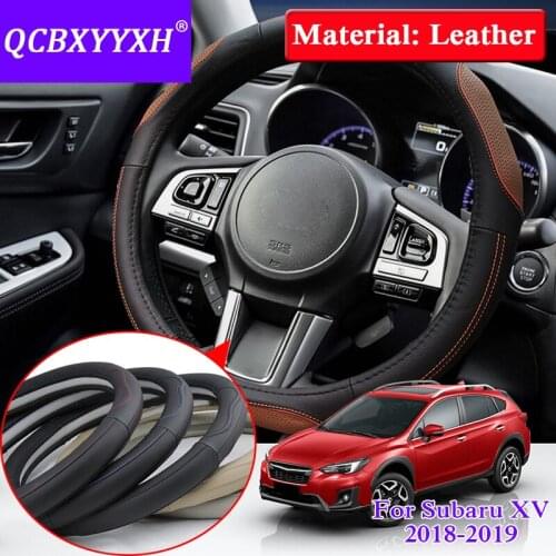 Car Styling Leather Steering Wheel Hub Cover For Subaru XV 2018-2019 Car Steering Wheel Cover Internal Decoration Accessories