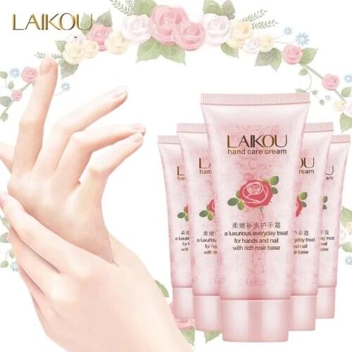 LAIKOU Hand Cream Rose Essential Oil Deep Moisturizing Anti Wrinkles Nourishing Hands Skin Whitening Repair Prevent Dryness