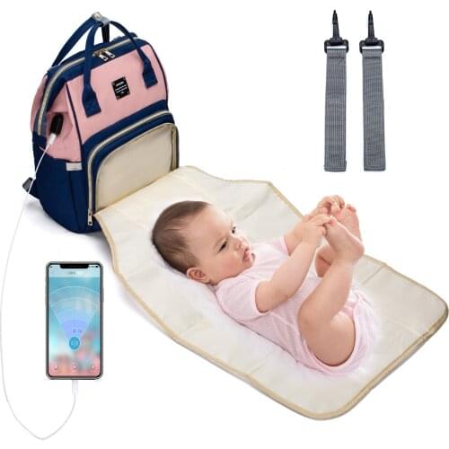 LEQUEEN Fashion Mummy Bag USB Multifunctional Large-capacity Handbag Three-piece Condom Mother Bag Baby Travel Tide Bag