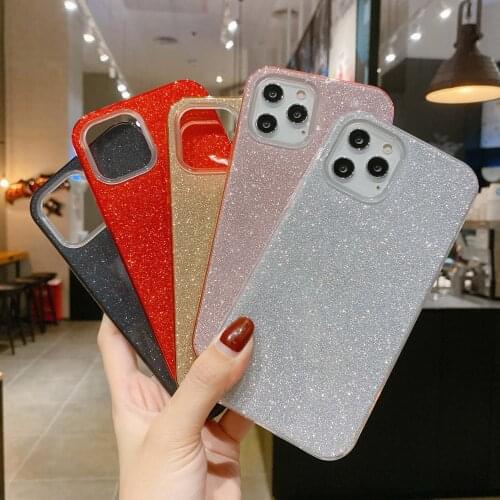 Fashion 3 in 1 Glitter Phone Cover Case for iPhone 12 11 Pro Max Shinny Phone Cases for iPhone X XR XS-Max XS 7 8 Plus Se 2020