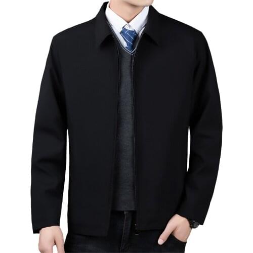 New spring coat casual Lapel popular jacket Mens simple solid color jacket men jacket middle aged and old mens tactical jacket