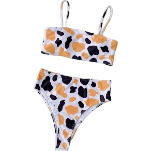 2021 New Women Sexy Printed High Waist Bikini Set Bathing Suit Swimwear Maillot De Bain Femme Stroje K Pielowe Damskie