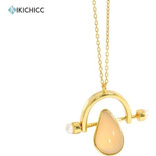 KIKICHICC 925 Sterling Silver Big Pendant Oval Pendant Necklace Adjustable Chain Women Fashion Crystal Fine Jewelry Rock Punk