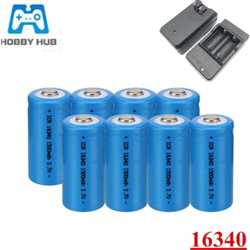 3.7V 1500mAh Rechargeable Li-ion Battery 16340 CR123A Battery + LED Flashlight Travel Wall Charger For CR123A CR17345 K123A