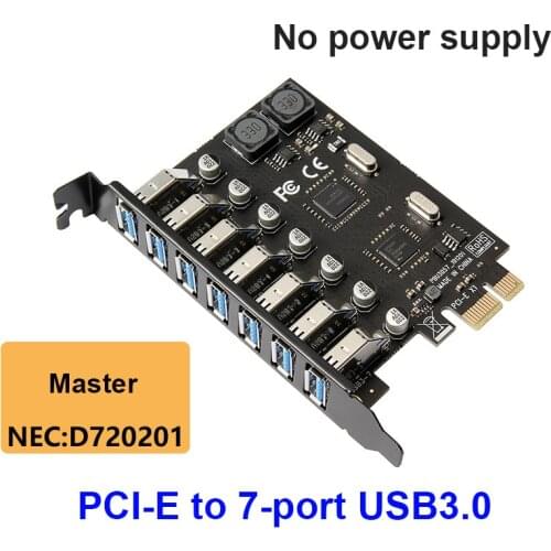 1Pc 7 Port USB 3.0 PCI-E Expansion Card PCI Express PCIe USB 3.0 Hub Adapter 7-port USB3.0 Controller USB 3 0 PCI E PCIe