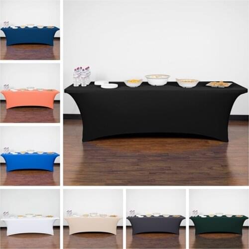 Rectangle Fitted Stretch Spandex Table Cover Tablecloth Lycra Long Bar Table Cloth For Hotel Event Party Decoration