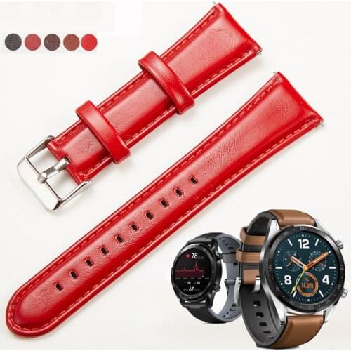20mm 22mm Genuine Leather Watchbands for Samsung Gear Sport S2 S3 Classic watch active 42mm 46 Band for Huawei GT2 Honor Magic