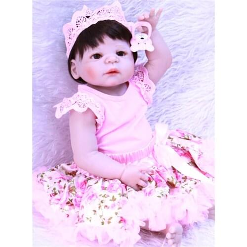 Silicone full body reborn dolls 23" realistic handmade baby dolls girl fashion kids toy waterproof bonecas model birthday gifts