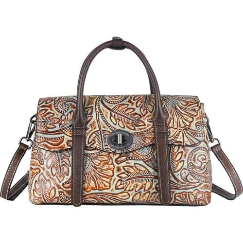 Handbags Hand-Colored Crossbody Bag Retro Style Shoulder Handbag for Women 2021 New Genuine First Layer Cowhide Leather Womens