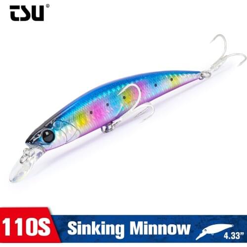 TSURINOYA 110S 22g 110mm DW77 Sinking Minnow Saltwater Fishing Lure Large Trout Pike Seabass Crankbait Lake Jerkbait Wobbler
