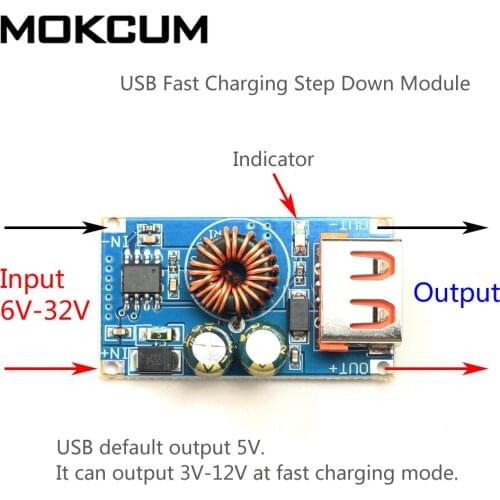USB DC Step Down Module 12V 24V To QC2.0 QC3.0 Fast Charge Mobile Phone Charging Board For Apple Huawei FCP Quick Charger
