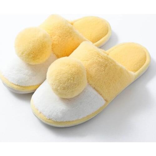 Women Home Slippers Autumn Winter Warm Furry Plush Shoes Indoor Bedroom Light Couple Solid Cute Comfortable Soft Slipper