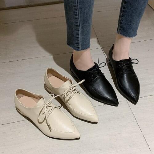 Womens flat shoes Spring 2020 New Fashion sexy pointed solid color light mouth lace wild elegant banquet womens shoes U29-42