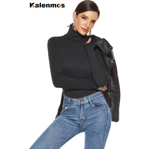 Bodysuits Women Plus Size 5XL Knit Rompers Turleneck Long Slevee Knitted Jumpsuit Ladies High Elastic Slim Fit Bottom BodySuit