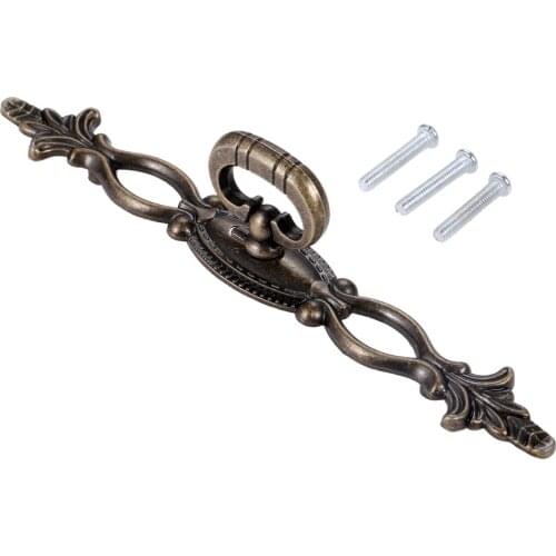 1Pc 160mm Long Antique Bronze European Flower Retro Handle Drawer Wardrobe Door Handle Wooden Box Handles with Screws Zinc Alloy