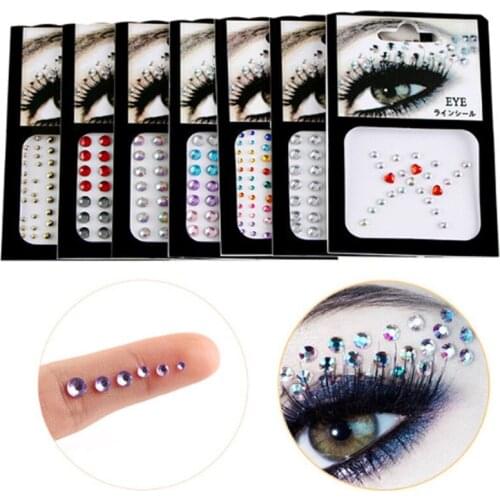1PC 3D Fashion Women Tattoo Diamond Makeup Eyeliner Eyeshadow Face Sticker Jewel Eyes Makeup Crystal Eyes Sticker