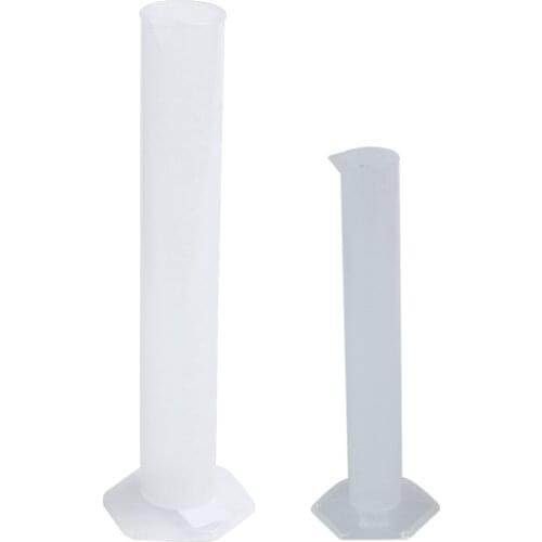 1 Pcs Chemistry Set Measuring Tool Plastic Graduated Cylinder 100ML & 1 Pcs 50 Ml Transparent Plastic Graduated Tube