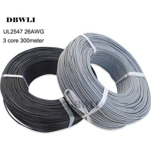 2547 26AWG 3 core 300meter 984ft shielded wire UL 2.1 channel Audio line signal cable shield wire for amplifier,Black Grey