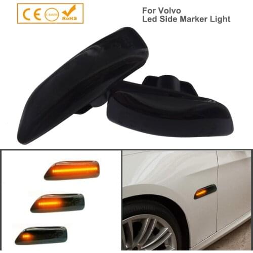 2x Dynamic Smoked LED Side Marker Light Repeaters Indicators For Volvo Xc70 Xc90 S60 V70 S80 2001-2009