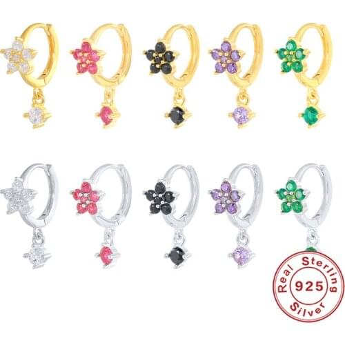 Aide 925 Sterling Silver Hoop Earrings For Women Huggie Earings Pendiente Piercing Rainbow CZ Earing Luxury Fine Jewelry Brincos