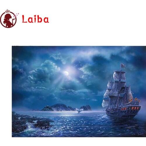 DIY Diamond Painting Natural scenery, sea sailing Diamond Mosaic Full Drill Square round stones Cross Stitch Handmade Hobby