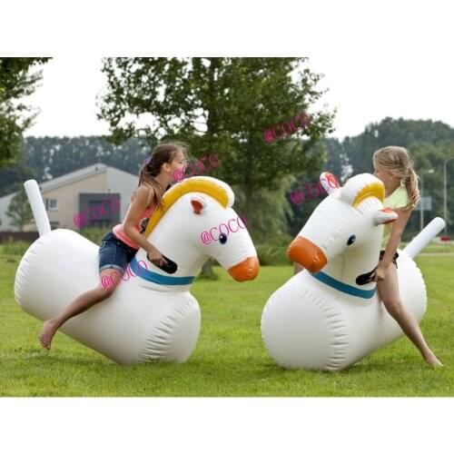 Free air ship to door! 2 pieces 1.2m high inflatable pony hop derby horse, good quality airtight horse for kids racing game