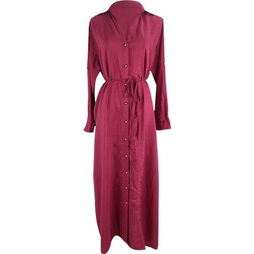 Burgundy Buttoned Long Split Cardigan Beach Sunscreen V-Neck Bikini Top Blouse Swimsuit Summer For Women 2021 Fashion